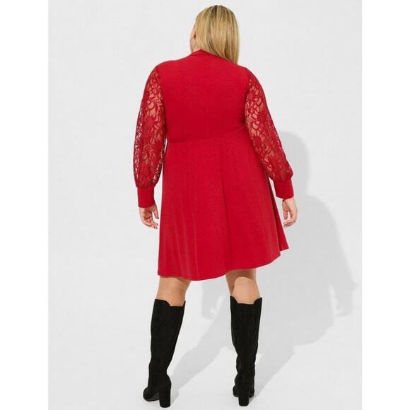 Torrid Red Long Sleeve Lace Dress 2X - Picture 2 of 2